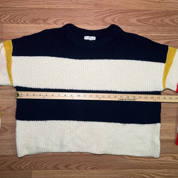 Urban Outfitters Caroline Striped Sweater M | Boxy Cropped Rainbow Sleeve Knit - Picture 5 of 8